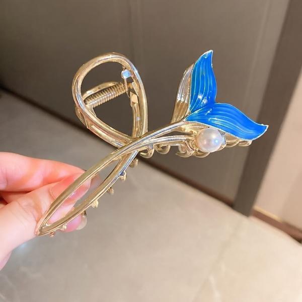 Blue Floral Claw Clip