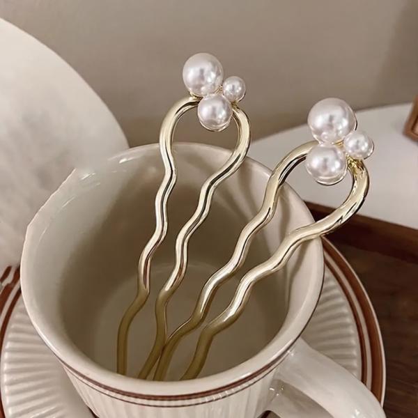 Gold Pearl Hair Pins