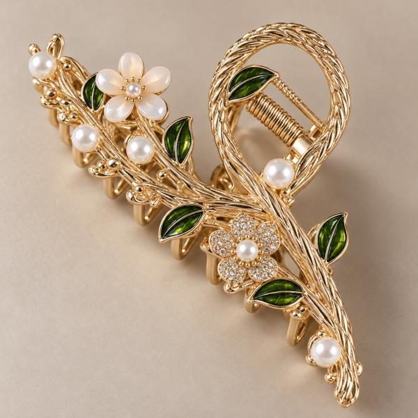 Gold Floral Clutcher Clip