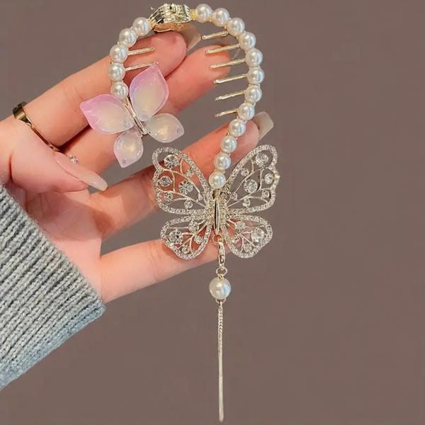 Butterfly Pearl Hair Clip