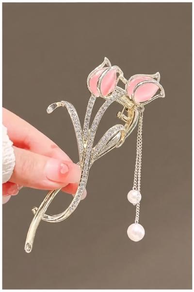 Pink Flower Back Clip