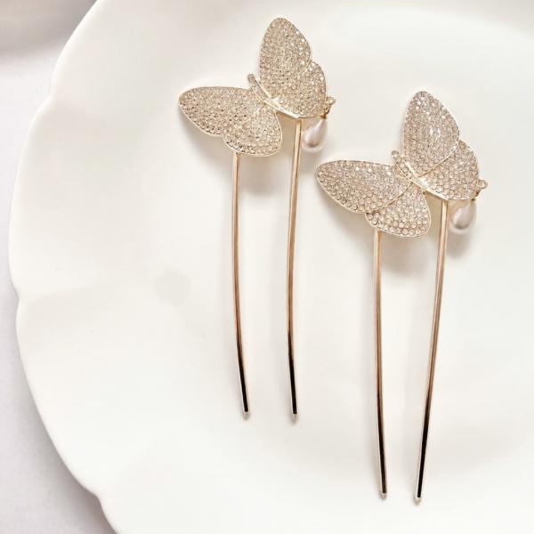Butterfly Pearl Hair Pins