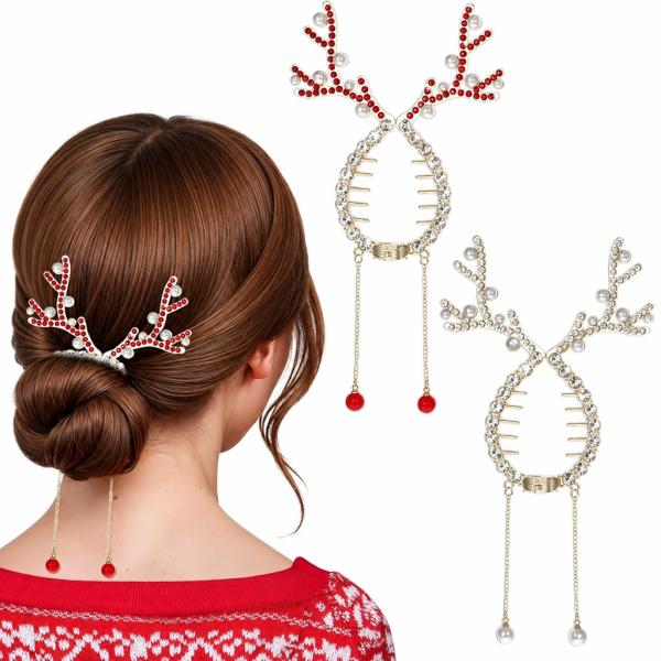 Red Pearl Antler Hair Clip
